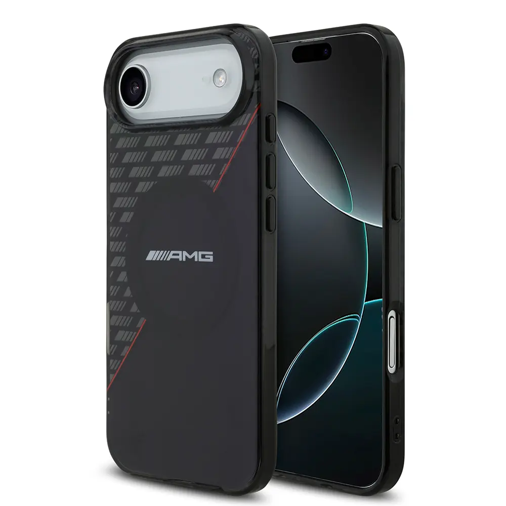Apple iPhone 17 Air Kılıf AMG Orjinal Lisanslı M-safe Şarj Özellikli Çift Katmanlı Kırmızı Çapraz Çizgili Kapak