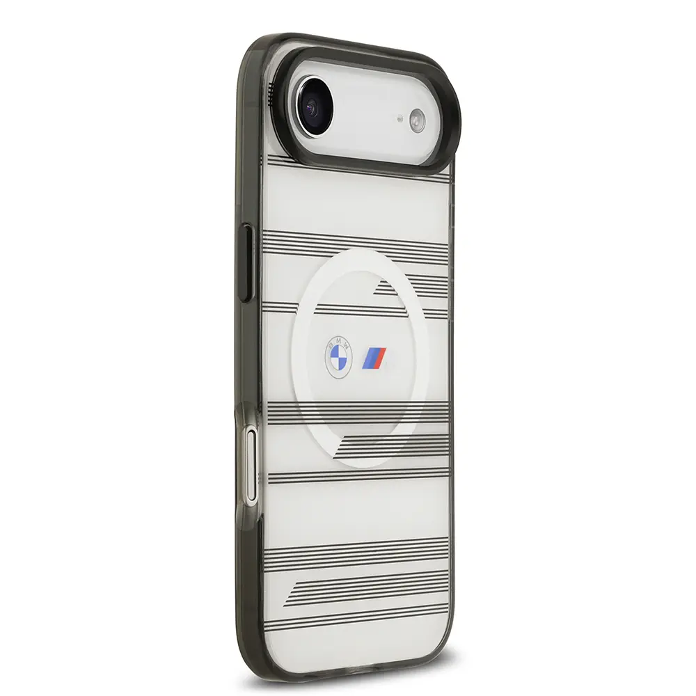 Apple iPhone 17 Air Kılıf BMW Orjinal Lisanslı M-safe Şarj Özellikli Metal Kamera Butonlu Yatay Şeritli M Dizayn Kapak