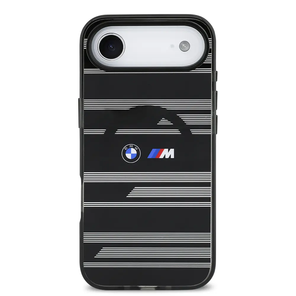 Apple iPhone 17 Air Kılıf BMW Orjinal Lisanslı M-safe Şarj Özellikli Metal Kamera Butonlu Yatay Şeritli M Dizayn Kapak