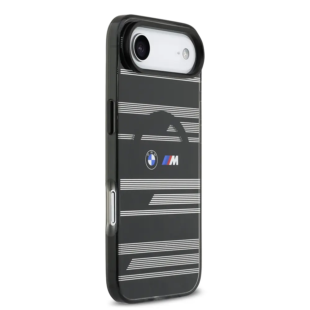 Apple iPhone 17 Air Kılıf BMW Orjinal Lisanslı M-safe Şarj Özellikli Metal Kamera Butonlu Yatay Şeritli M Dizayn Kapak