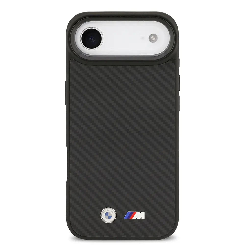 Apple iPhone 17 Air Kılıf BMW Orjinal Lisanslı M-safe Şarj Özellikli Karbon Fiber Metal Logolu Kapak