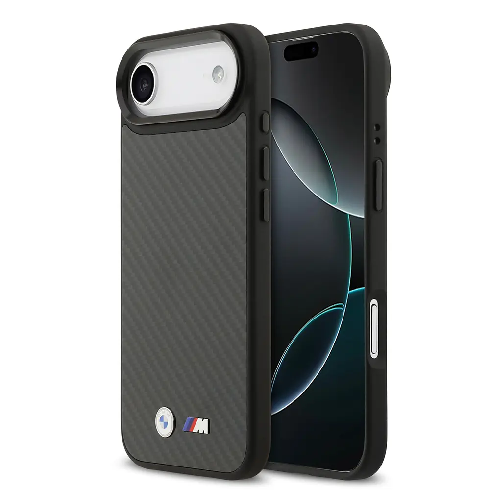 Apple iPhone 17 Air Kılıf BMW Orjinal Lisanslı M-safe Şarj Özellikli Karbon Fiber Metal Logolu Kapak