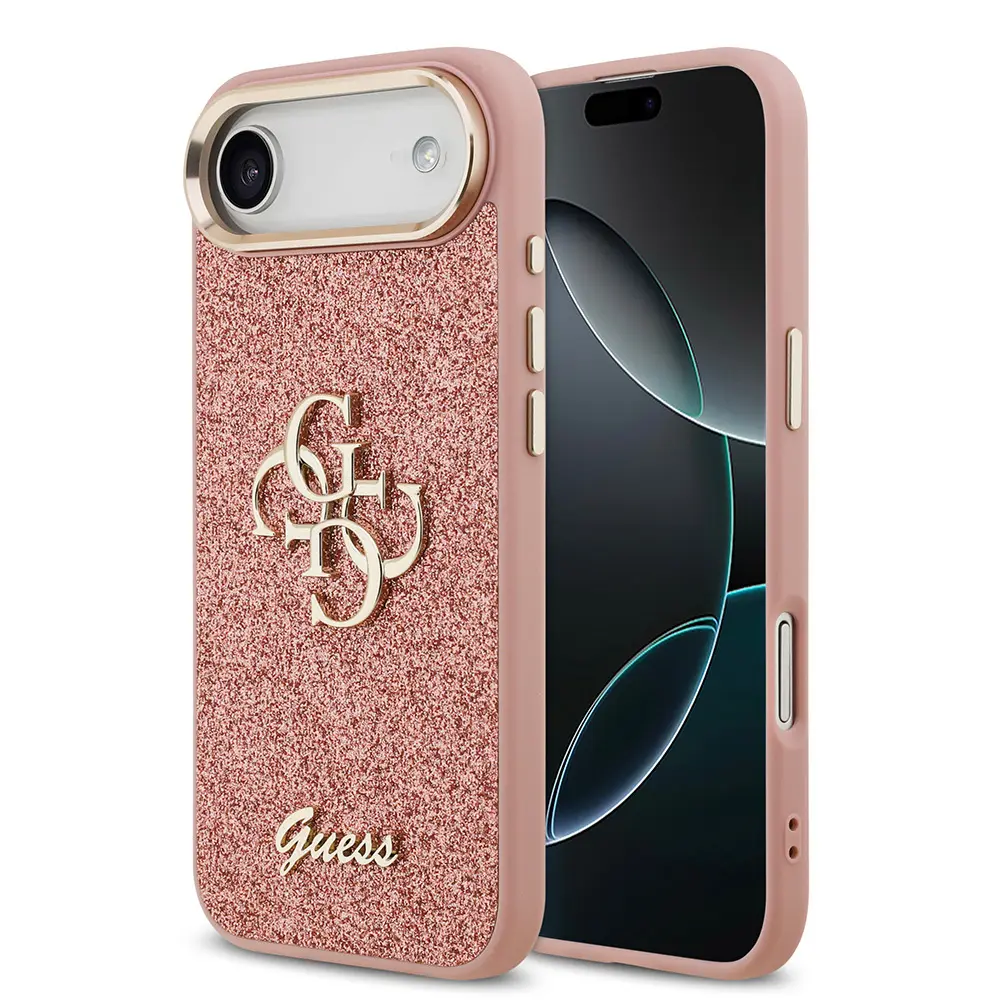 iPhone 17 Air Glitter Kılıf, Büyük Metal Kamera Çerçeveli - Guess