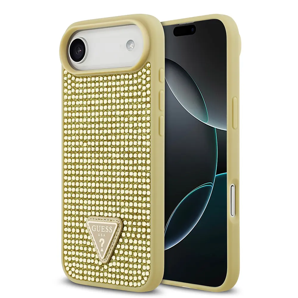 iPhone 17 Air Taşlı Arka Yüzey Üçgen Logolu Kılıf - Guess