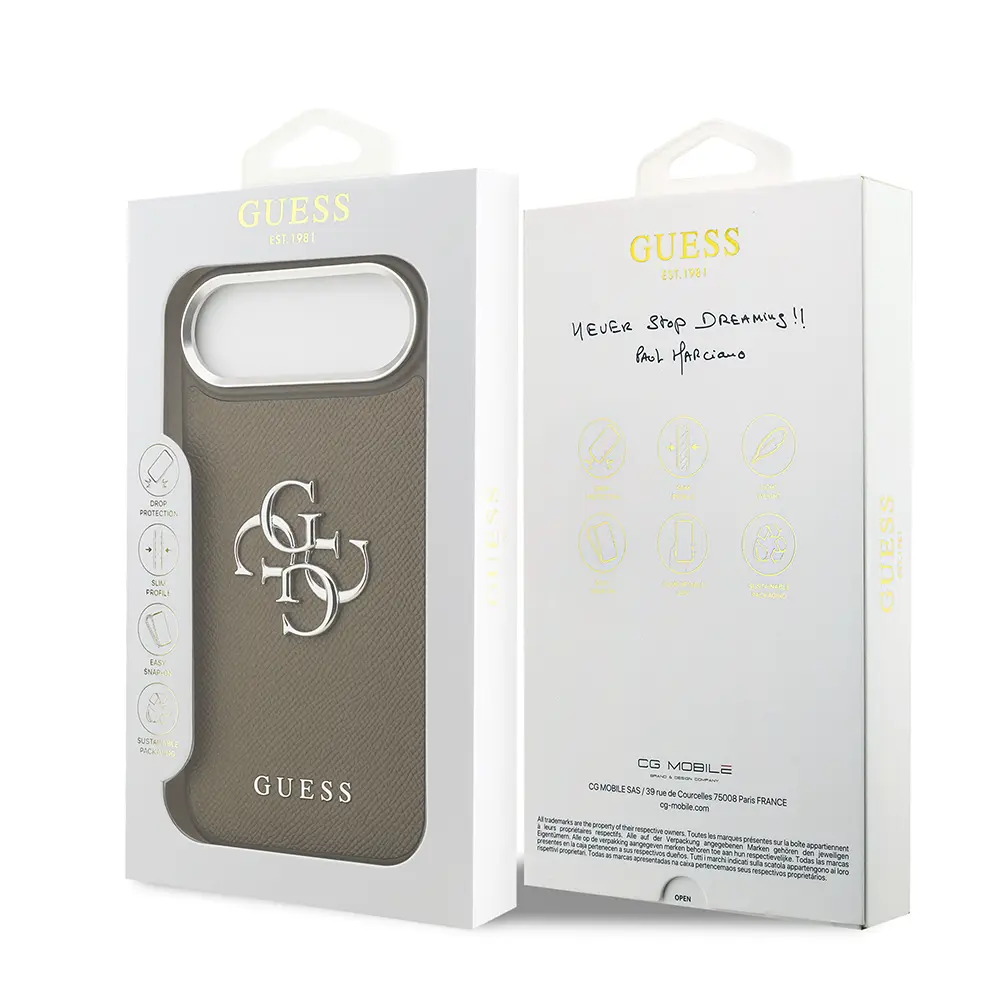 Apple iPhone 17 Air Kılıf Guess Orjinal Lisanslı Grained 4G Metal Büyük Logolu Kapak