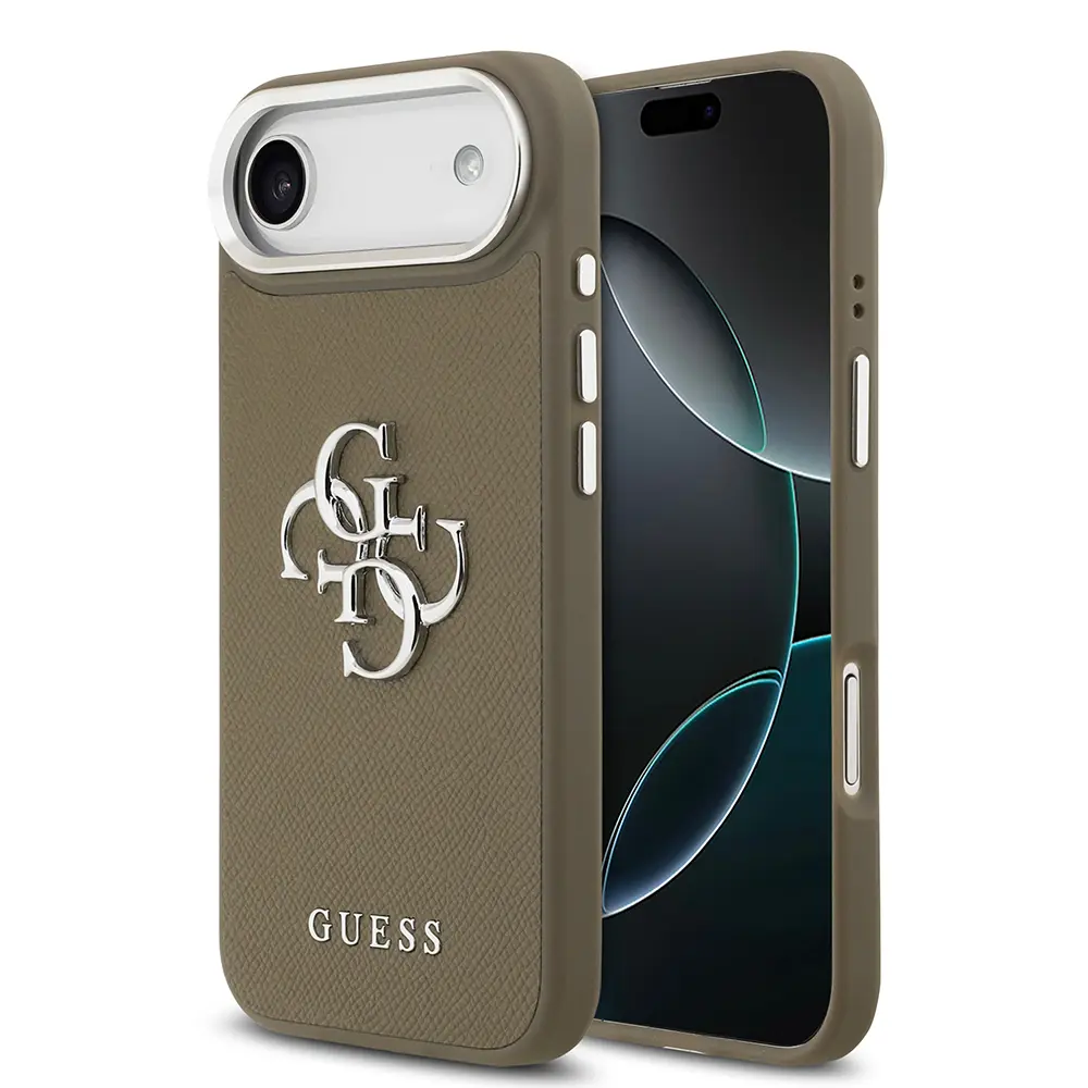 Apple iPhone 17 Air Kılıf Guess Orjinal Lisanslı Grained 4G Metal Büyük Logolu Kapak