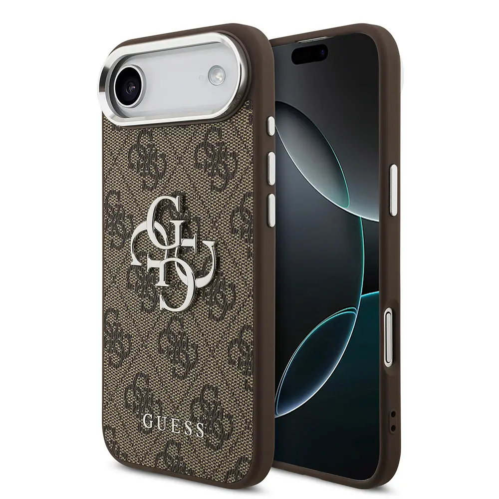 iPhone 17 Air Guess Lisanslı Kılıf, Gümüş Metal Kamera Çerçeveli