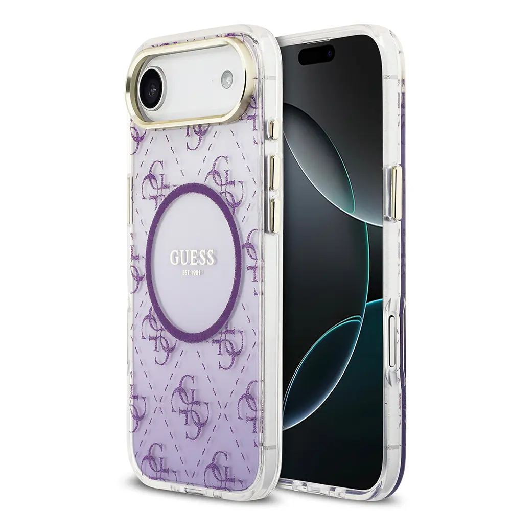 Apple iPhone 17 Air Kılıf Guess Orjinal Lisanslı M-safe Şarj Özellikli 4G Desenli Simli Silikon Kapak