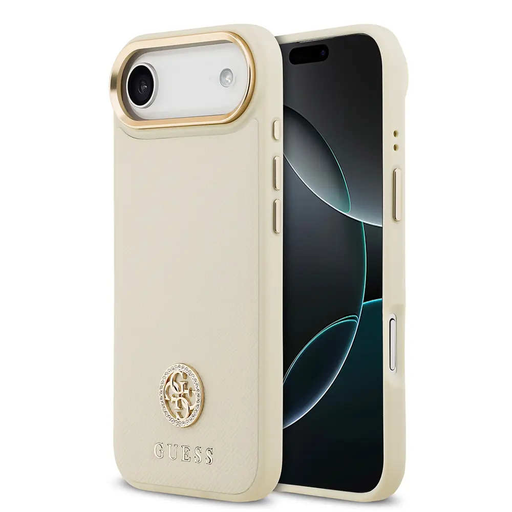 iPhone 17 Air MagSafe Uyumlu Taşlı 4G Logolu Kılıf - Guess Grained