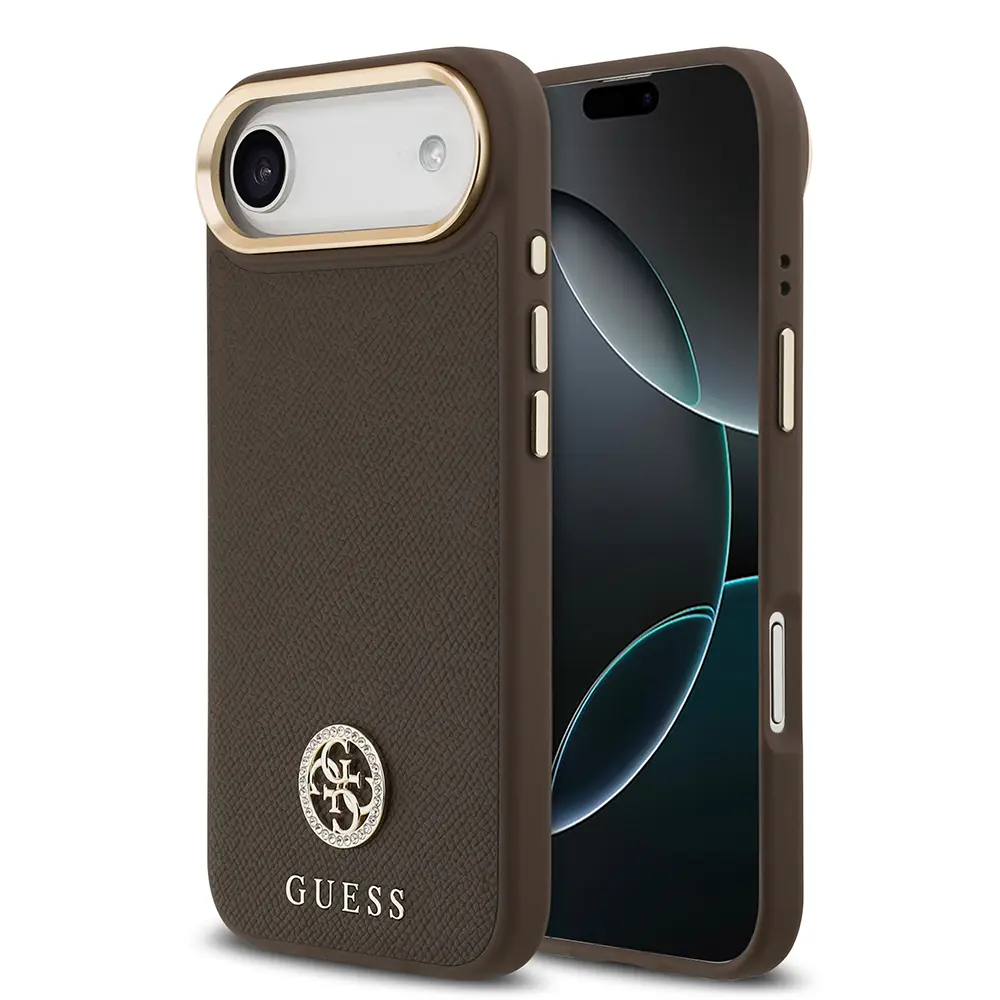 iPhone 17 Air MagSafe Uyumlu Taşlı 4G Logolu Kılıf - Guess Grained