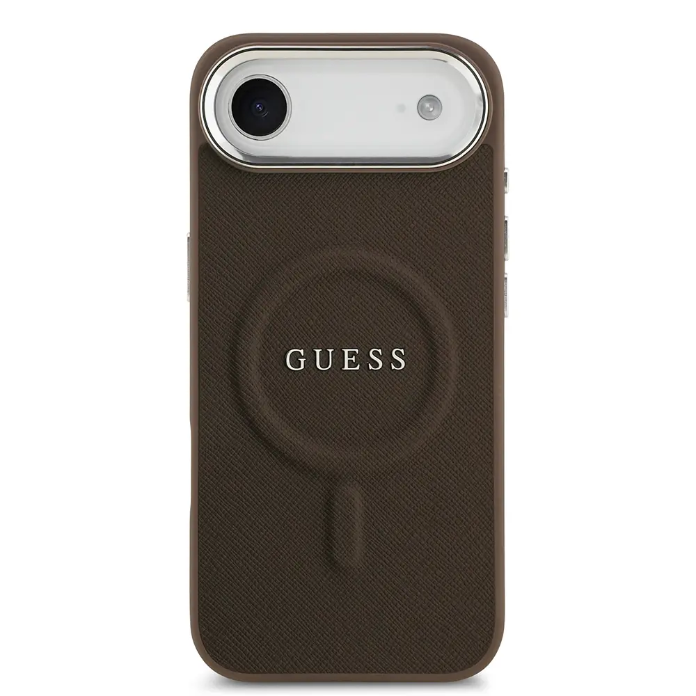 Apple iPhone 17 Air Kılıf Guess Orjinal Lisanslı M-safe Şarj Özellikli Klasik Yazı Logolu PU Deri Kapak