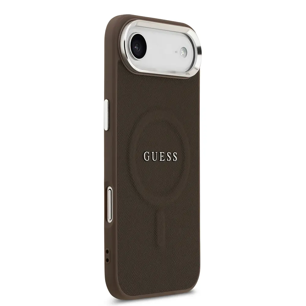 Apple iPhone 17 Air Kılıf Guess Orjinal Lisanslı M-safe Şarj Özellikli Klasik Yazı Logolu PU Deri Kapak