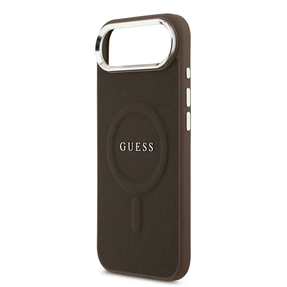 Apple iPhone 17 Air Kılıf Guess Orjinal Lisanslı M-safe Şarj Özellikli Klasik Yazı Logolu PU Deri Kapak