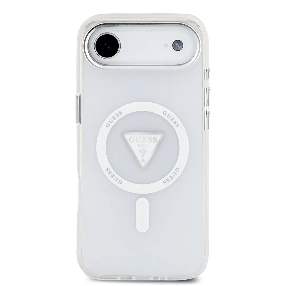 iPhone 17 Air MagSafe Uyumlu Şeffaf Kılıf - Guess Üçgen Logolu