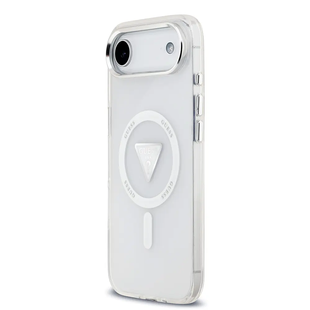 iPhone 17 Air MagSafe Uyumlu Şeffaf Kılıf - Guess Üçgen Logolu
