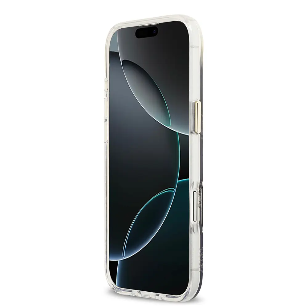 Apple iPhone 17 Air Kılıf Guess Orjinal Lisanslı M-safe Şarj Özellikli Simli Peony Desenli Silikon Kapak