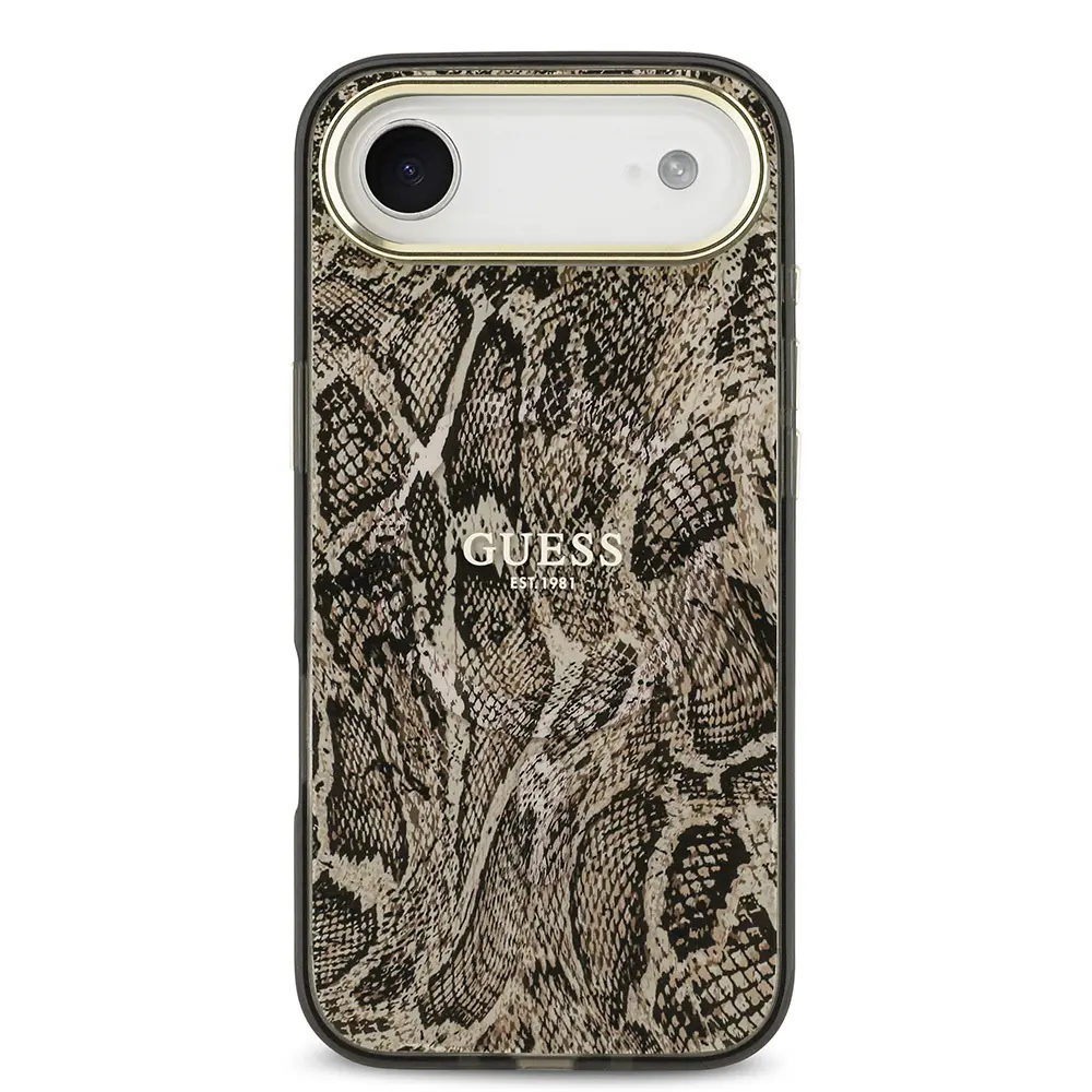 Apple iPhone 17 Air Kılıf Guess Orjinal Lisanslı M-safe Şarj Özellikli Yazı Logolu Python Desenli Kapak