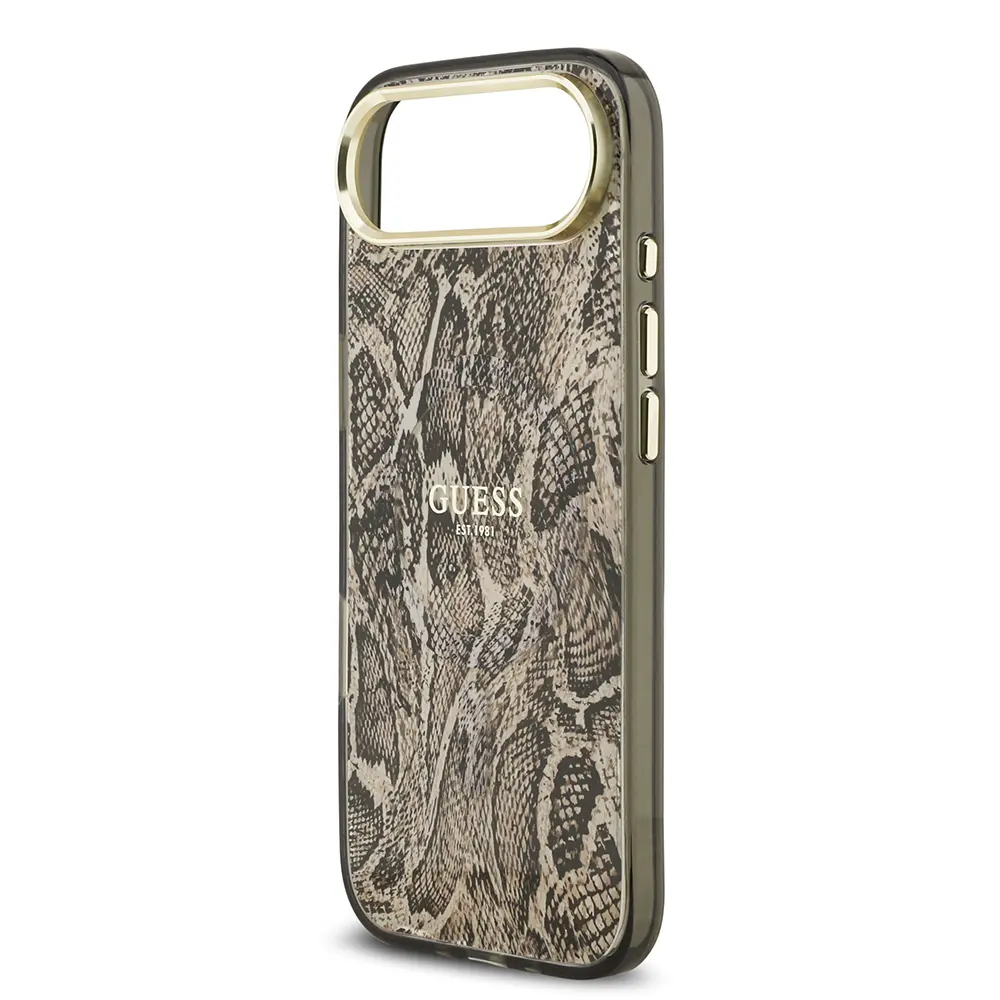 Apple iPhone 17 Air Kılıf Guess Orjinal Lisanslı M-safe Şarj Özellikli Yazı Logolu Python Desenli Kapak