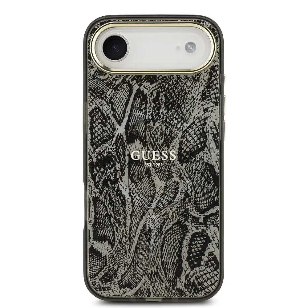 Apple iPhone 17 Air Kılıf Guess Orjinal Lisanslı M-safe Şarj Özellikli Yazı Logolu Python Desenli Kapak