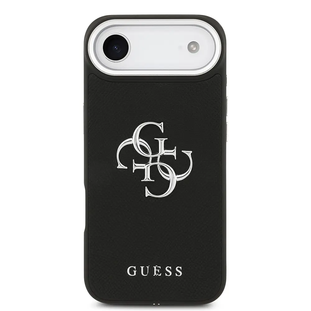iPhone 17 Air Kılıf, Guess Lisanslı PU Deri Büyük Metal Logo - Siyah