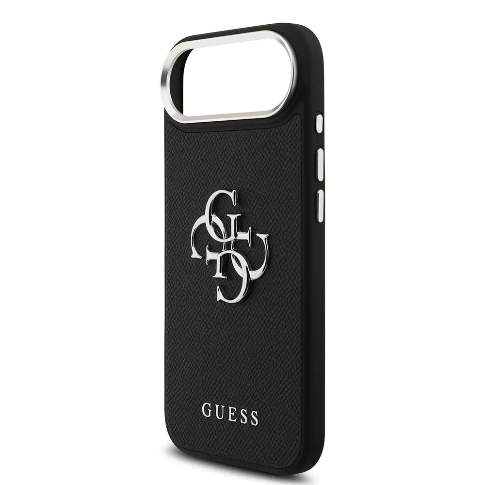 iPhone 17 Air Kılıf, Guess Lisanslı PU Deri Büyük Metal Logo - Siyah