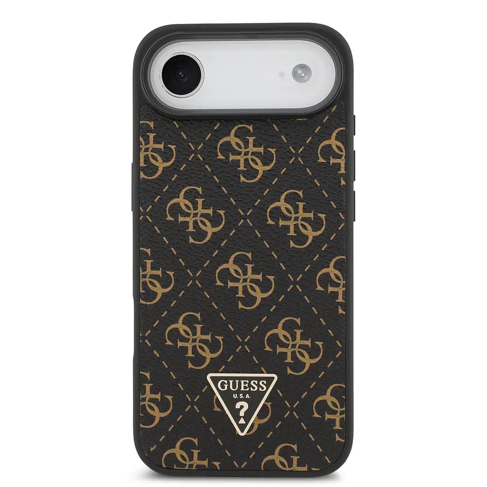 iPhone 17 Air PU Deri Kılıf - Guess 4G Desenli Üçgen Logolu