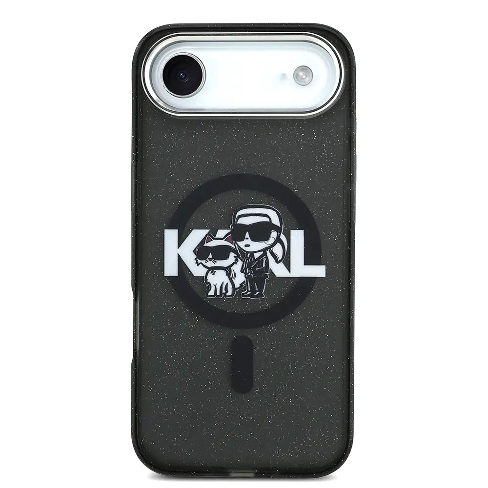 iPhone 17 Air Kılıf, Parlayan Simli Karl & Choupette Sketch Logo - Karl Lagerfeld