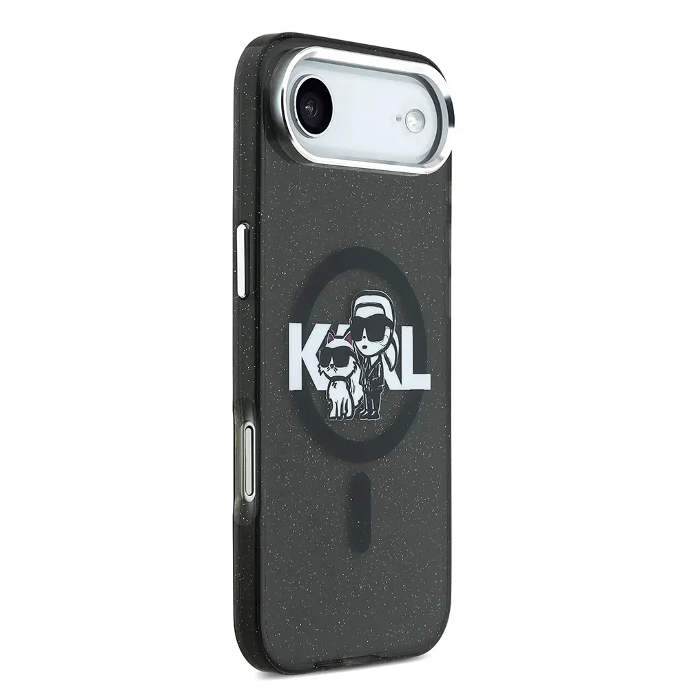 iPhone 17 Air Kılıf, Parlayan Simli Karl & Choupette Sketch Logo - Karl Lagerfeld