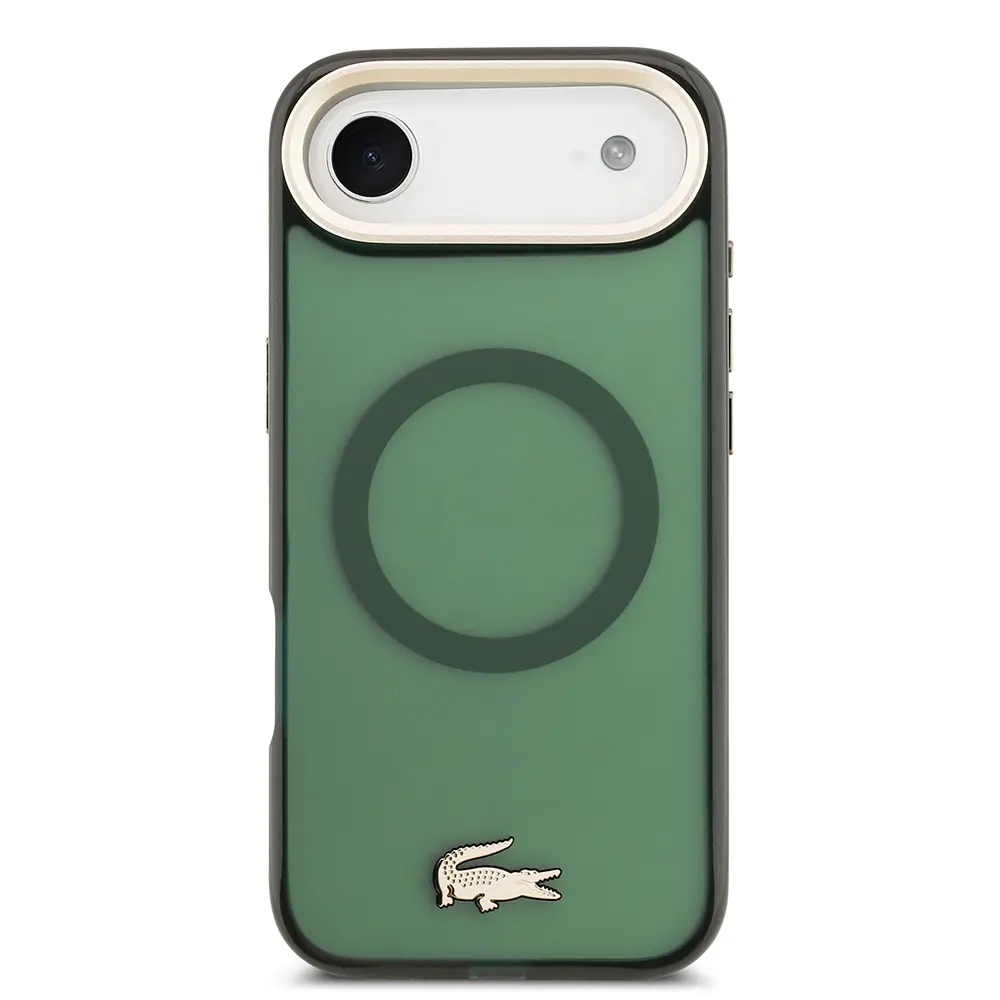 Apple iPhone 17 Air Kılıf Lacoste Orjinal Lisanslı M-safe Şarj Özellikli Gold Timsah Logolu Buzlu Kapak