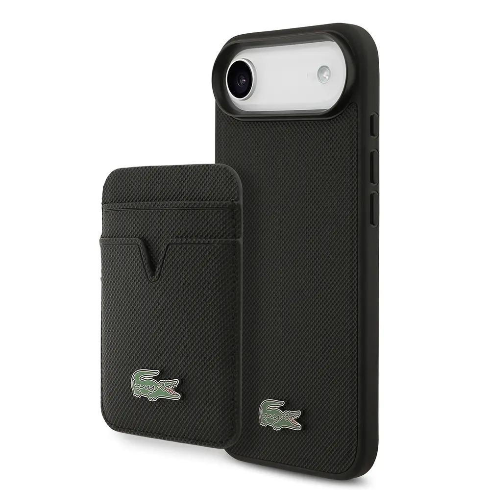 iPhone 17 Air MagSafe Uyumlu Kartlıklı Kılıf - Lacoste PU Pike Desenli