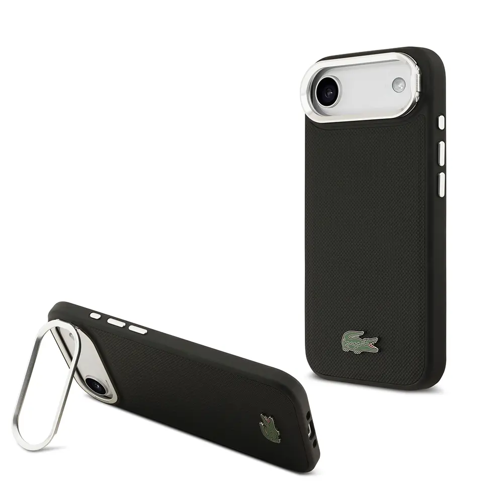 iPhone 17 Air MagSafe Uyumlu Standlı Kılıf - Lacoste PU Pike Desenli