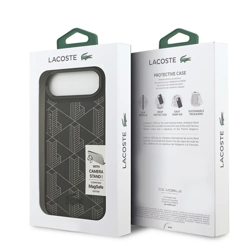 iPhone 17 Air MagSafe Uyumlu Standlı PU Deri Kılıf - Lacoste Lisanslı