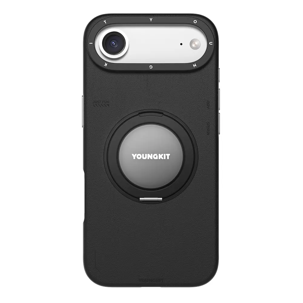 iPhone 17 Air MagSafe Uyumlu 360 Derece Standlı Mat Deri Kılıf - Youngkit Tech Leather