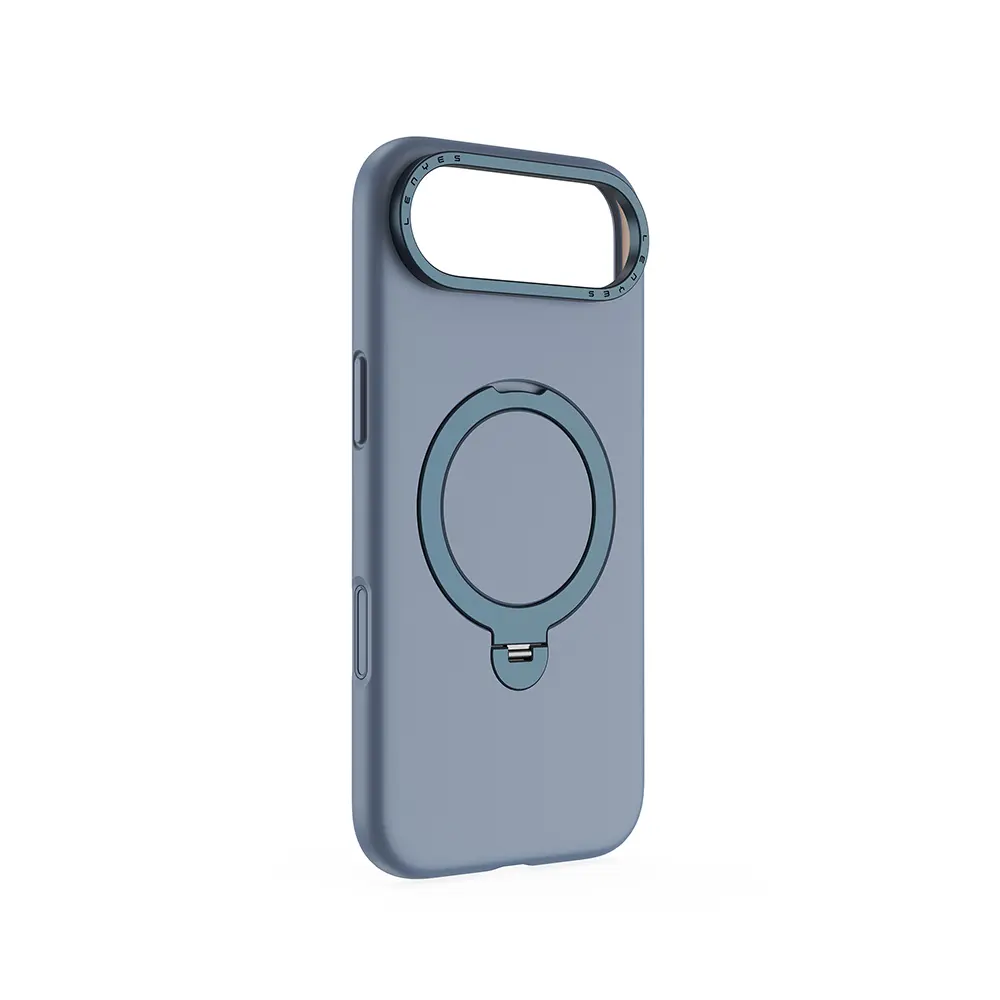 iPhone 17 Air MagSafe Uyumlu Metal Standlı Sıvı Silikon Kılıf - Lenyes CK223