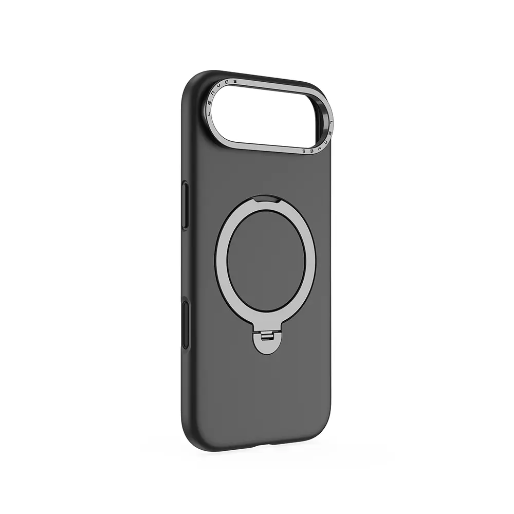 iPhone 17 Air MagSafe Uyumlu Metal Standlı Sıvı Silikon Kılıf - Lenyes CK223