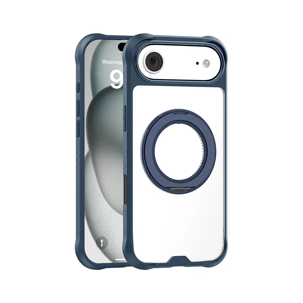 Apple iPhone 17 Air Kılıf M-safe Şarj Özellikli Parmak Ring Standlı Airbag Tasarımlı Mutural Obsidian Serisi Kapak