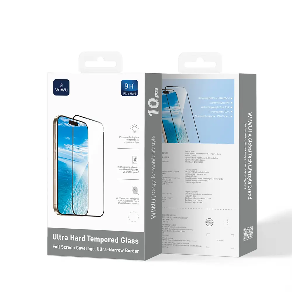 Apple iPhone 17 Air Wiwu GT-008 Polimer Oleofobik Kaplama Şeffaf Pürüzsüz Temperli Cam Ekran Koruyucu 10'lu Paket