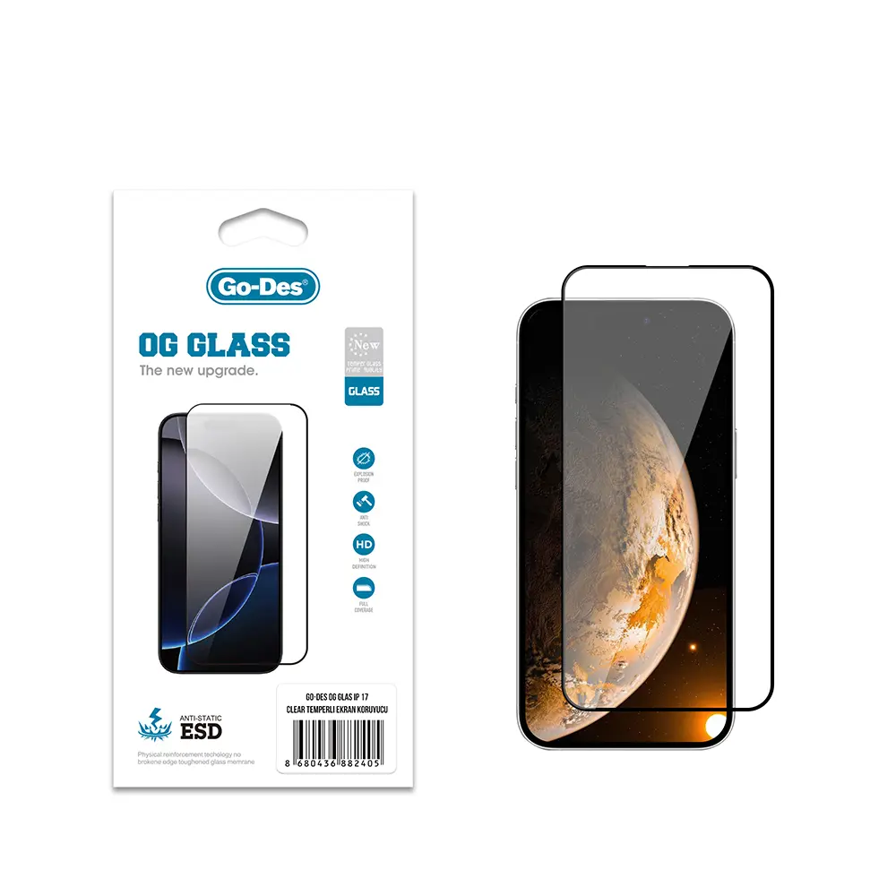 iPhone 17 Antistatik Temperli Cam Ekran Koruyucu - Go Des OG Glass