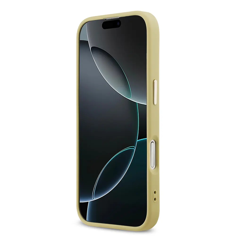 iPhone 17 Glitter Kapak, Büyük Metal Kamera Çerçeveli - Guess 4G Logolu