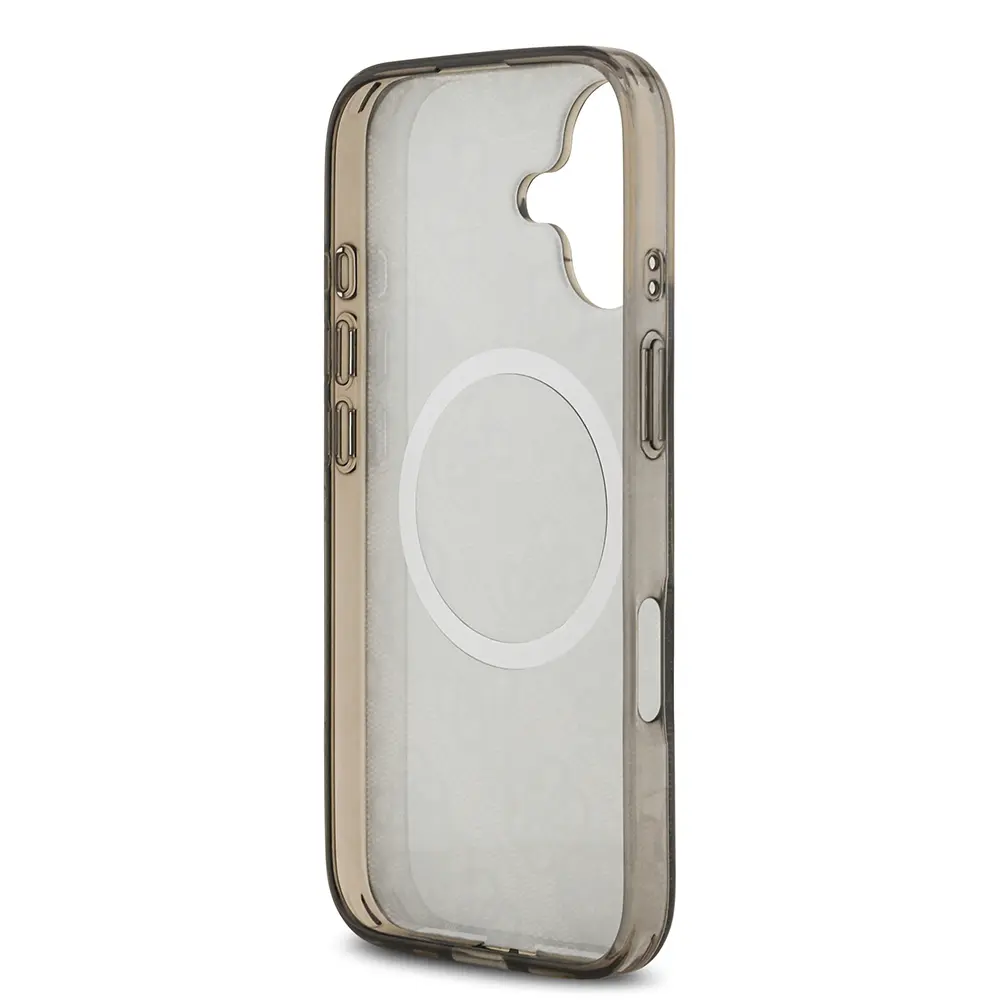 Apple iPhone 17 Kılıf Guess Orjinal Lisanslı M-safe Şarj Özellikli IML Peony ve 4G Desenli Klasik Logolu Kapak