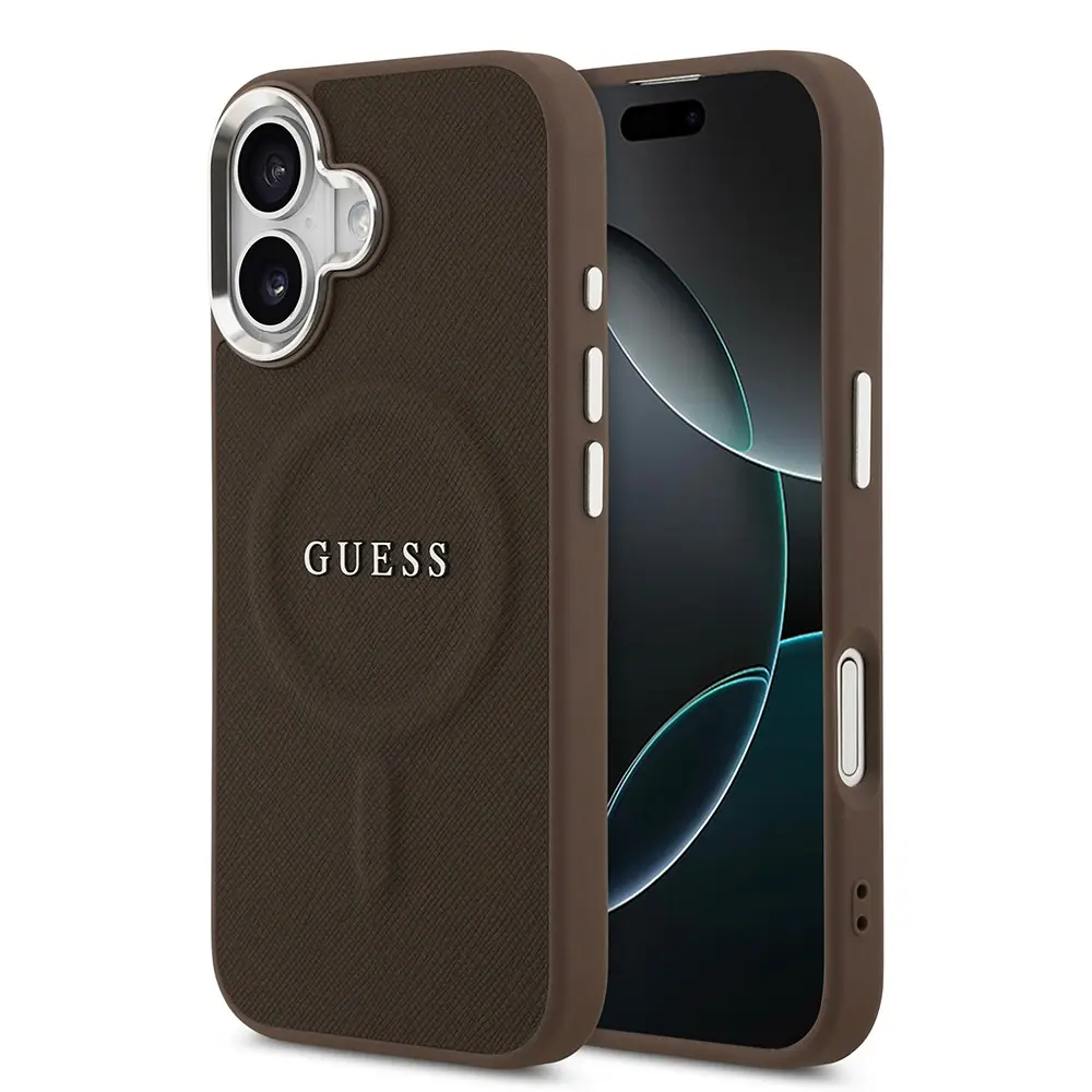 iPhone 17 MagSafe Uyumlu PU Deri Kılıf - Guess Klasik Logolu