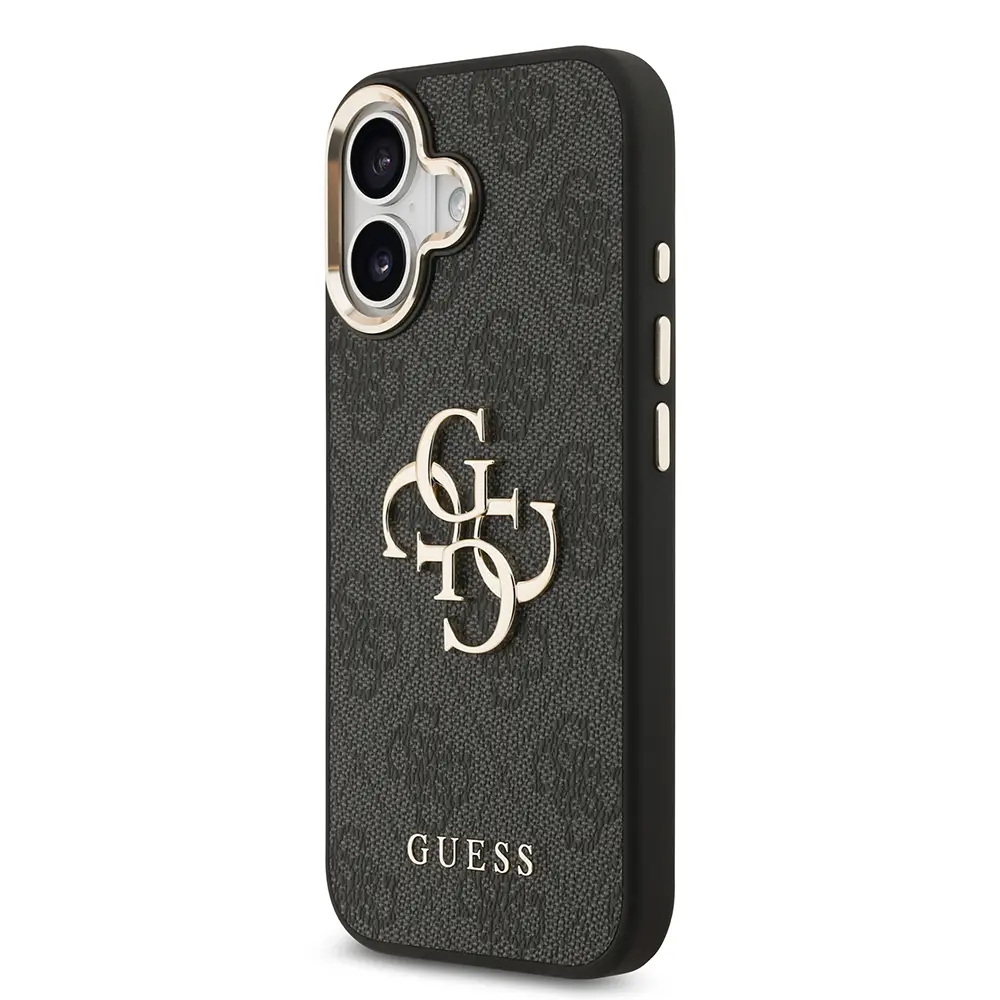 iPhone 17 Gold Metal Kamera Çerçeveli 4G Desenli Kılıf - Guess