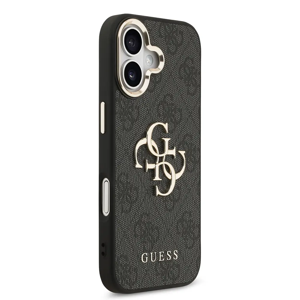 iPhone 17 Gold Metal Kamera Çerçeveli 4G Desenli Kılıf - Guess