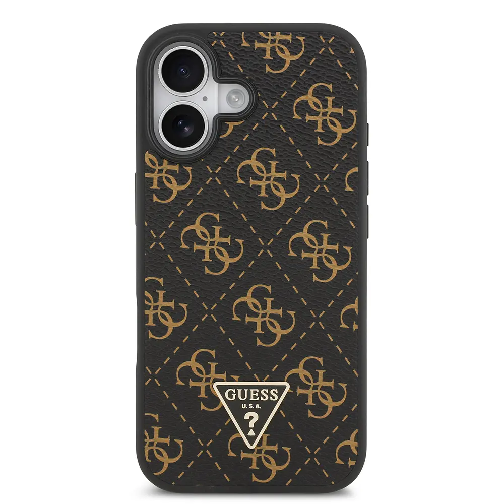 iPhone 17 PU Deri 4G Desenli Üçgen Logolu Kılıf - Guess