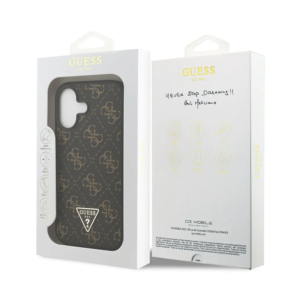 iPhone 17 PU Deri 4G Desenli Üçgen Logolu Kılıf - Guess