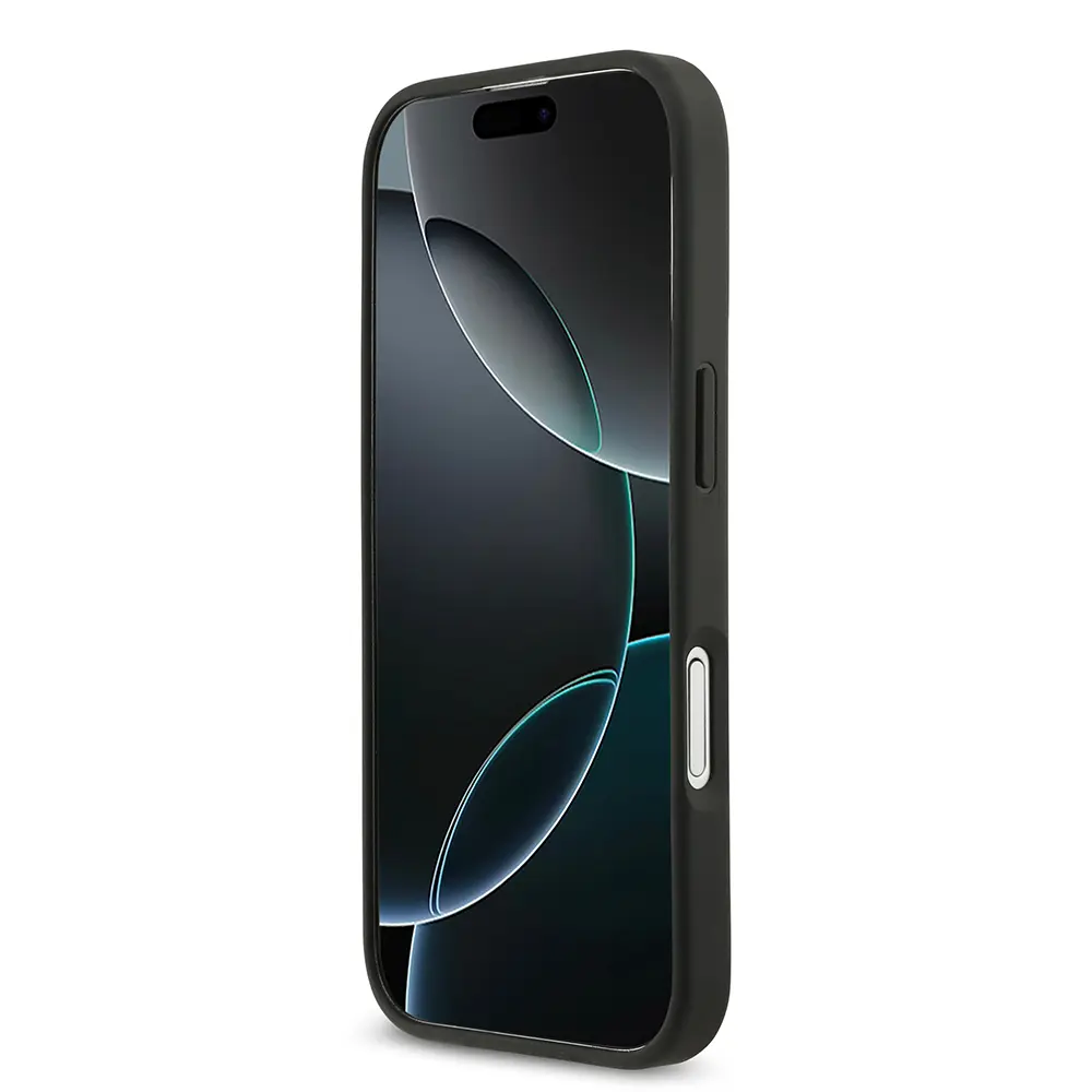 iPhone 17 Taşlı Arka Yüzey Üçgen Logolu Kılıf - Guess Lisanslı