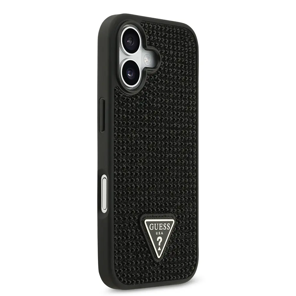 iPhone 17 Taşlı Arka Yüzey Üçgen Logolu Kılıf - Guess Lisanslı