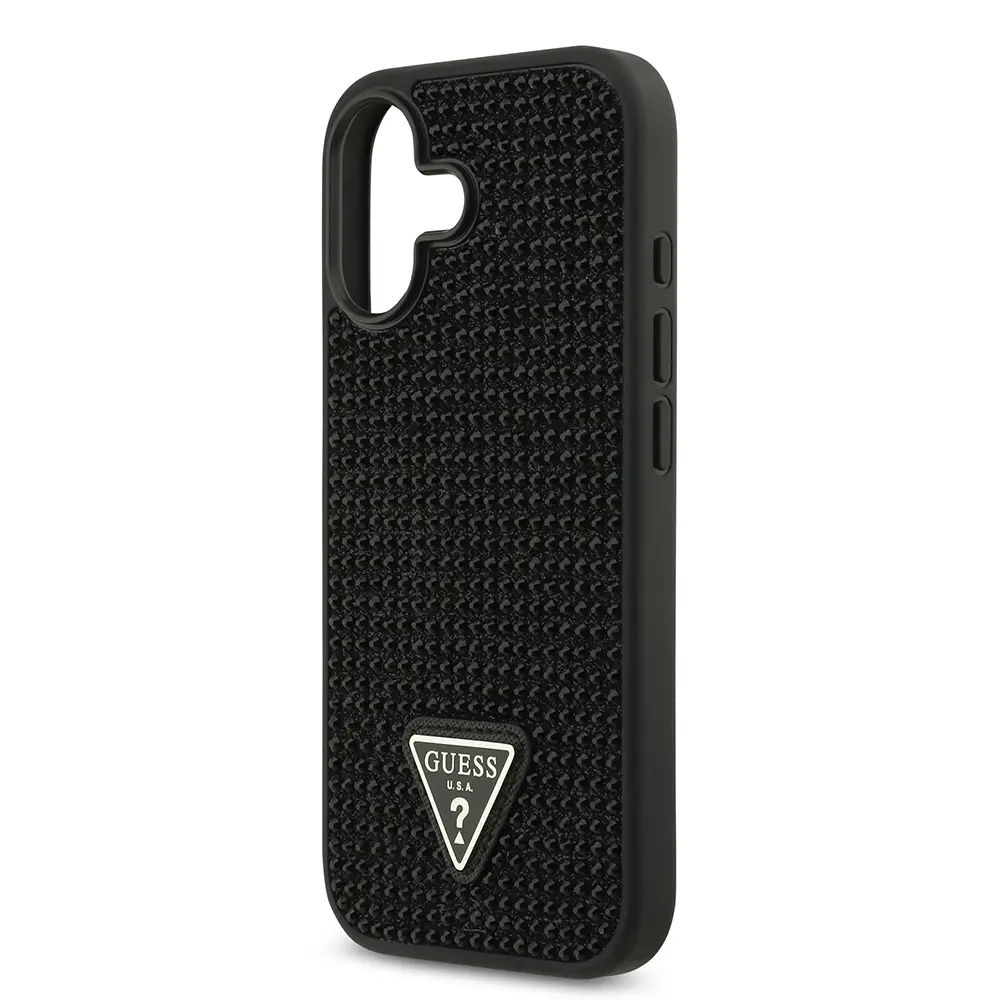 iPhone 17 Taşlı Arka Yüzey Üçgen Logolu Kılıf - Guess Lisanslı