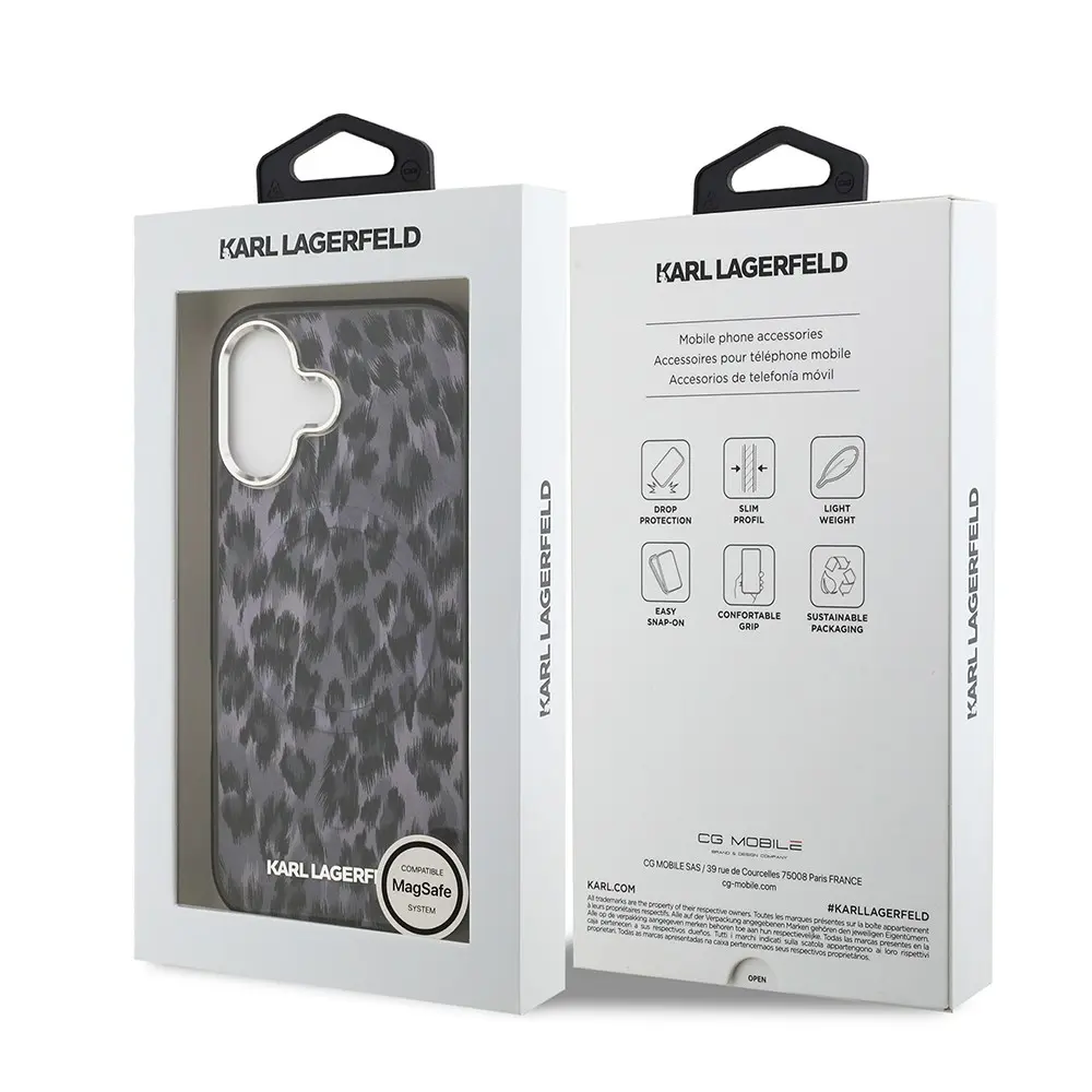 iPhone 17 MagSafe Uyumlu Leopar Baskılı Kılıf - Karl Lagerfeld