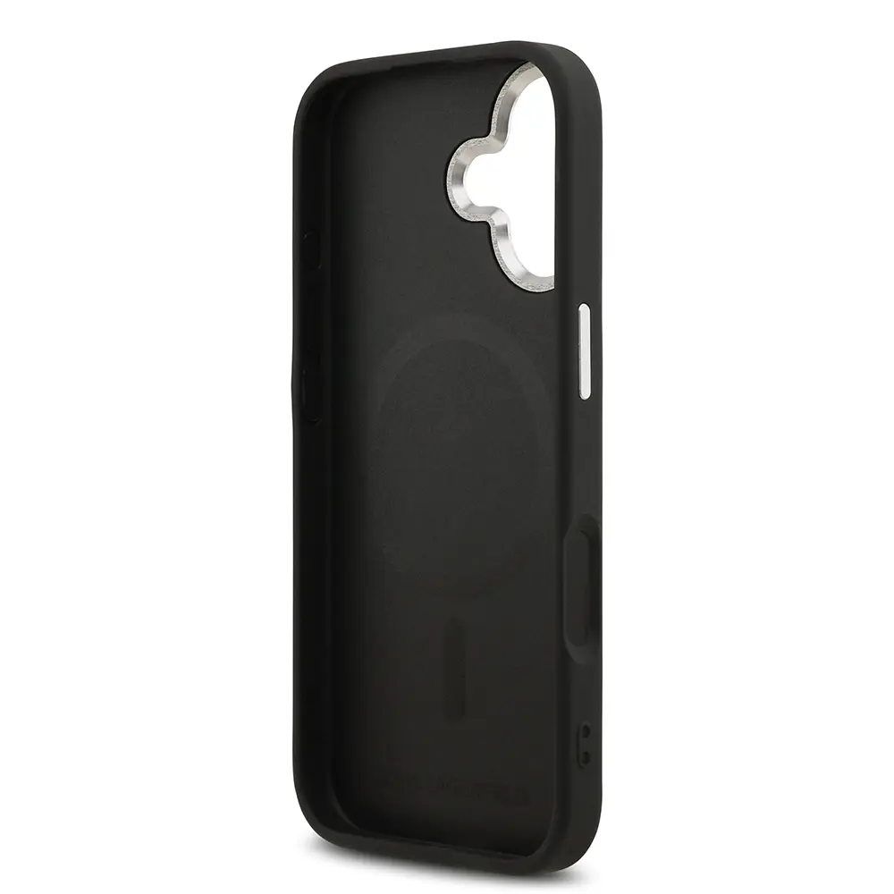 Apple iPhone 17 Kılıf Karl Lagerfeld Orjinal Lisanslı M-safe Şarj Özellikli Metal Kamera ve Buton Tasarımlı Choupette PU Deri Kapak
